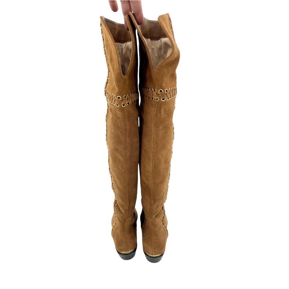 Michael Kors Boots Malin Grommet Suede Over-The-Knee Caramel SZ 6 New $395 - Picture 8 of 12